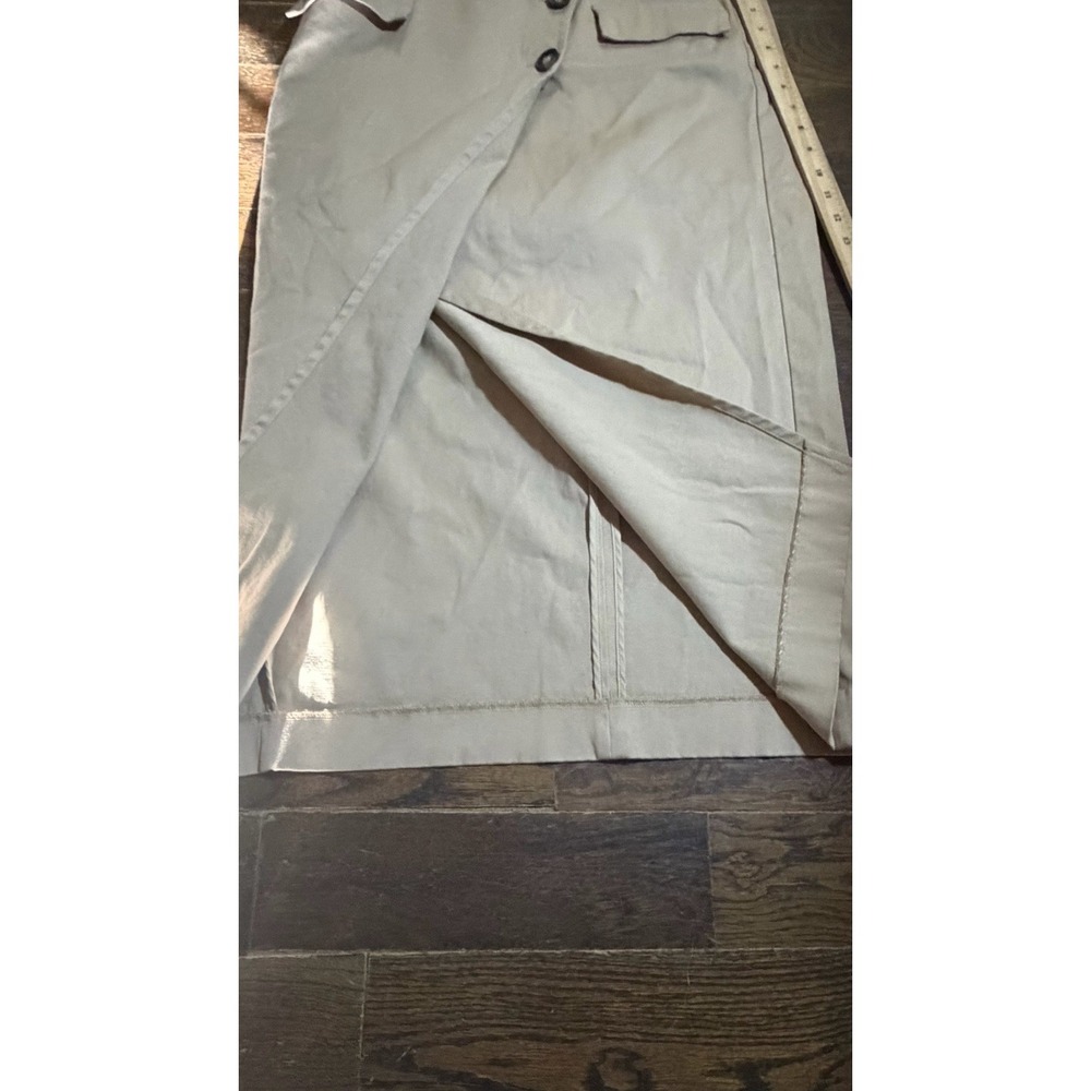 Ann Taylor Beige Cotton Twill Midi Pencil Skirt Button Pockets Size 10 - Picture 3 of 6